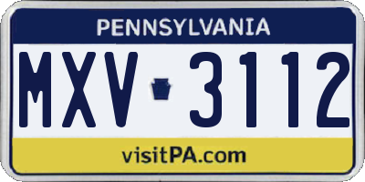 PA license plate MXV3112