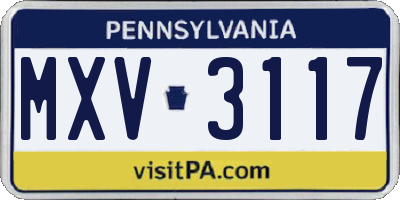PA license plate MXV3117