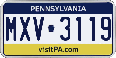 PA license plate MXV3119