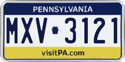 PA license plate MXV3121