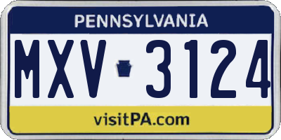 PA license plate MXV3124