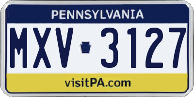 PA license plate MXV3127