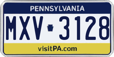 PA license plate MXV3128