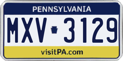 PA license plate MXV3129