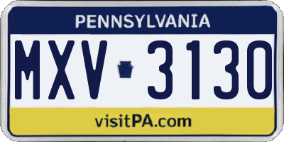 PA license plate MXV3130