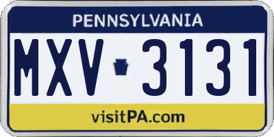 PA license plate MXV3131