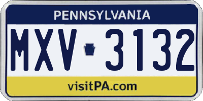 PA license plate MXV3132