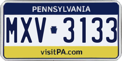 PA license plate MXV3133