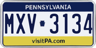 PA license plate MXV3134