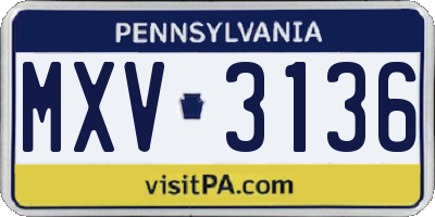 PA license plate MXV3136