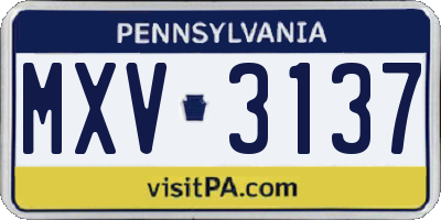 PA license plate MXV3137