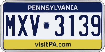 PA license plate MXV3139