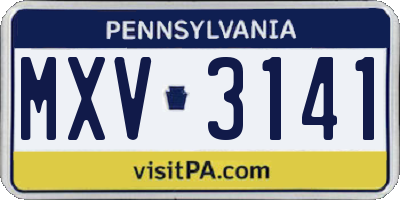 PA license plate MXV3141