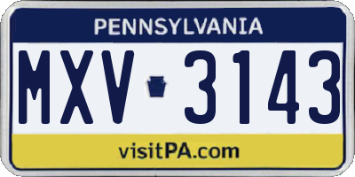 PA license plate MXV3143