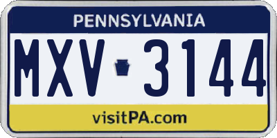 PA license plate MXV3144