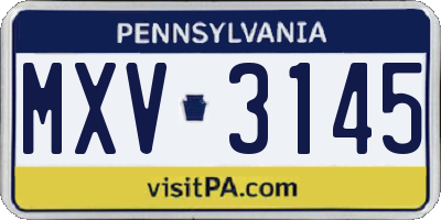 PA license plate MXV3145