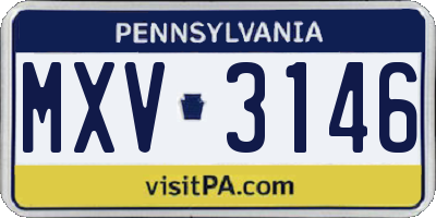PA license plate MXV3146