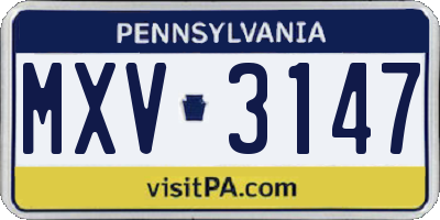 PA license plate MXV3147
