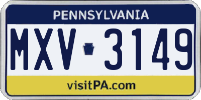 PA license plate MXV3149