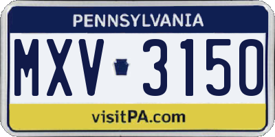PA license plate MXV3150