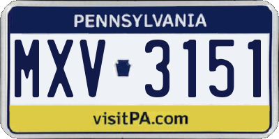 PA license plate MXV3151