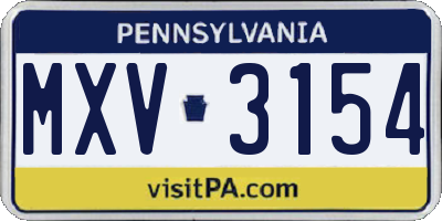 PA license plate MXV3154