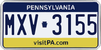 PA license plate MXV3155