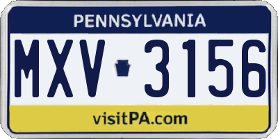 PA license plate MXV3156
