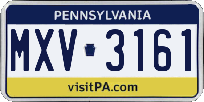 PA license plate MXV3161
