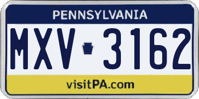 PA license plate MXV3162