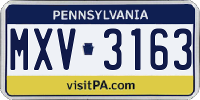 PA license plate MXV3163