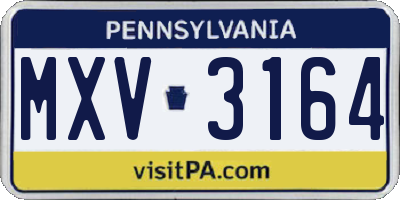 PA license plate MXV3164