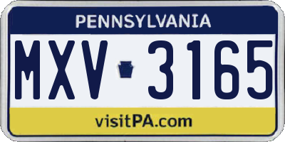 PA license plate MXV3165
