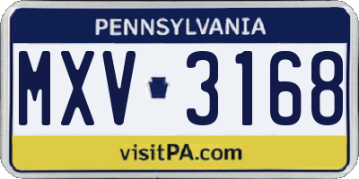PA license plate MXV3168