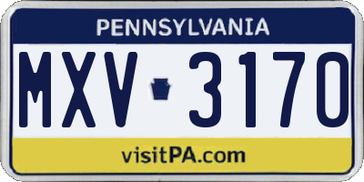 PA license plate MXV3170
