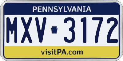 PA license plate MXV3172