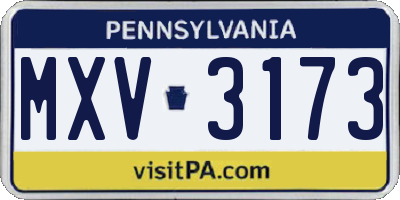 PA license plate MXV3173
