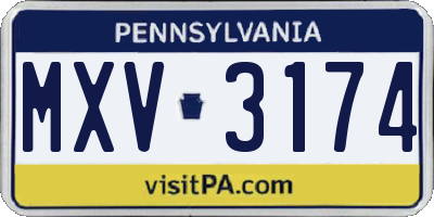 PA license plate MXV3174