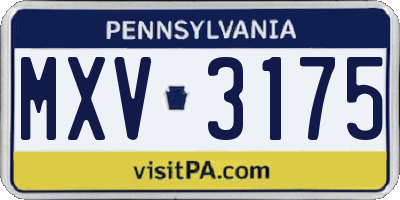 PA license plate MXV3175