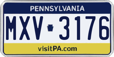 PA license plate MXV3176