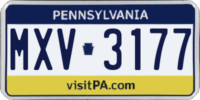 PA license plate MXV3177