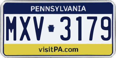PA license plate MXV3179