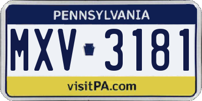 PA license plate MXV3181