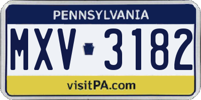 PA license plate MXV3182