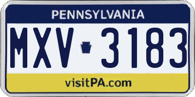 PA license plate MXV3183