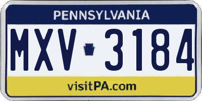PA license plate MXV3184