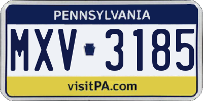 PA license plate MXV3185