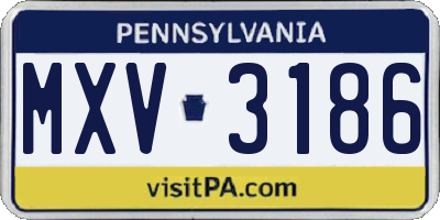 PA license plate MXV3186