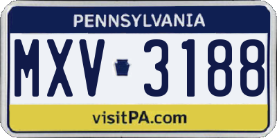 PA license plate MXV3188
