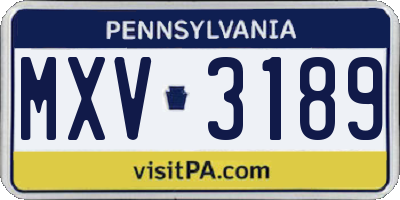 PA license plate MXV3189
